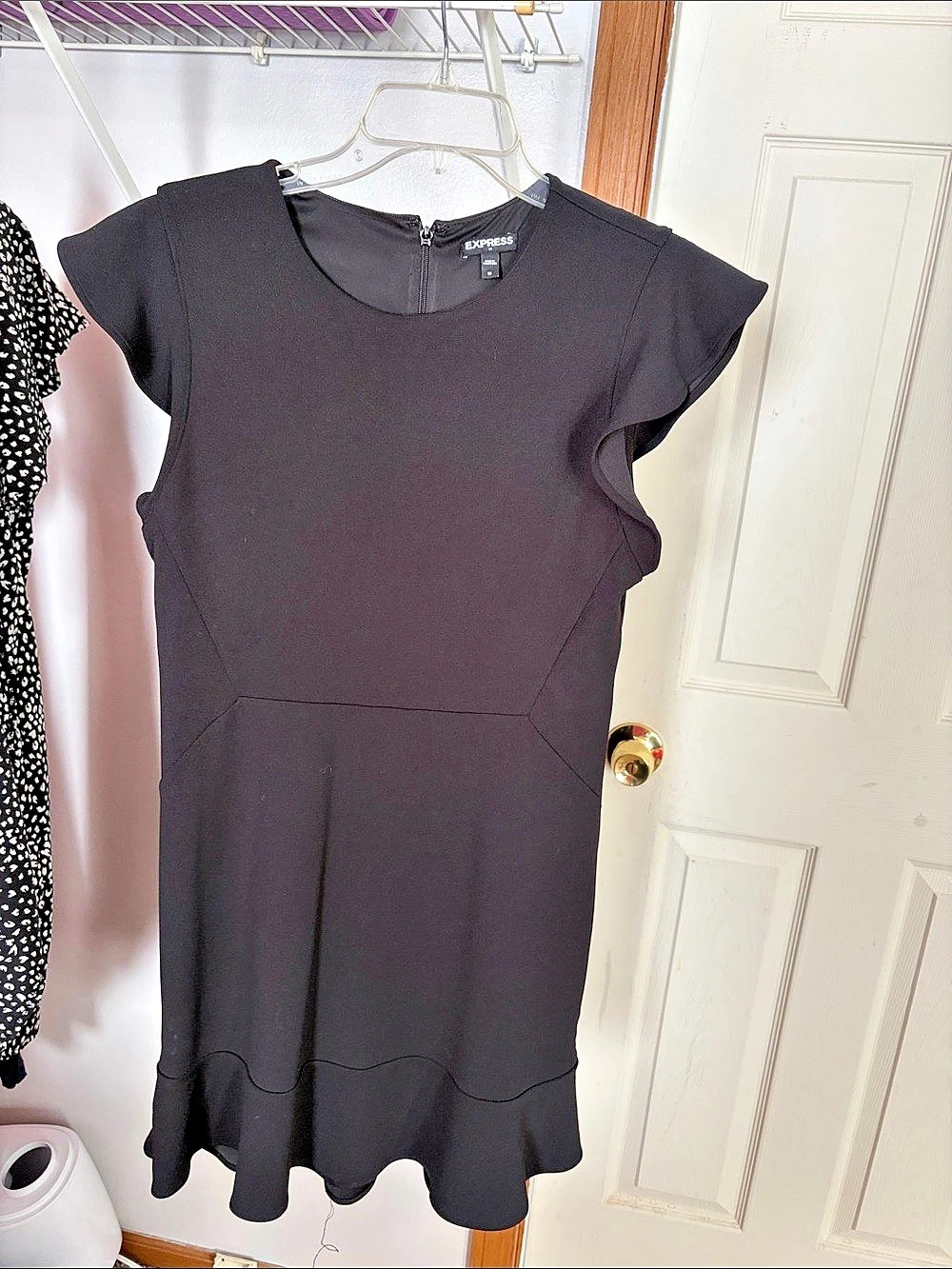 Express Black Ruffle Hem Mini Dress Size 10 Like New